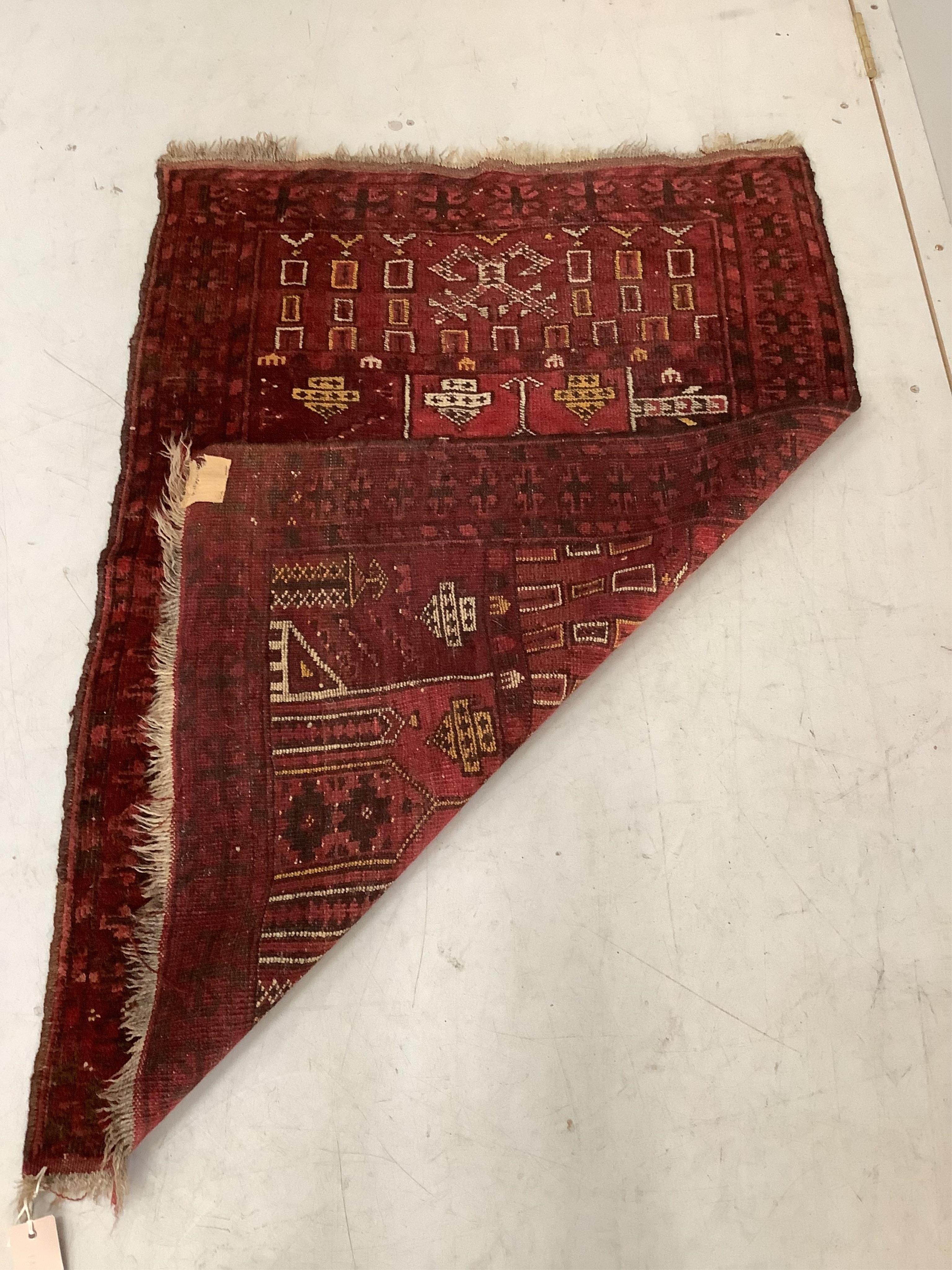 Two Belouch prayer rugs, larger 110 x 80cm